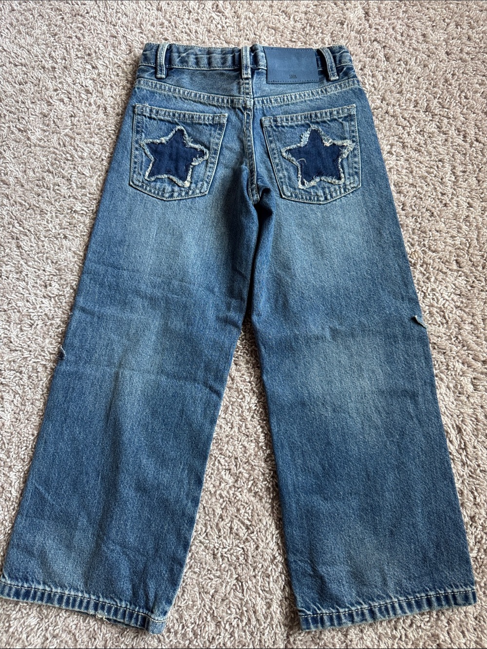 Zara Kids Denim Jeans with Star Patches - Blue - Picture 4 of 10